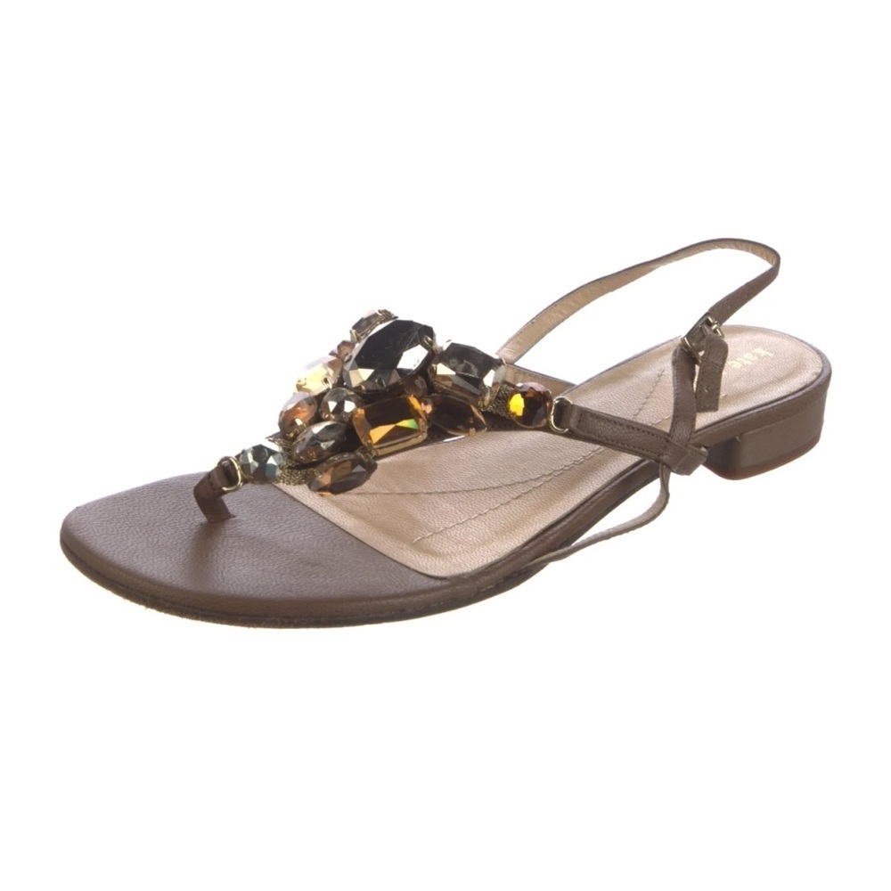 NWOT Kate Spade Brown Sandals with Gemstone Embellishments